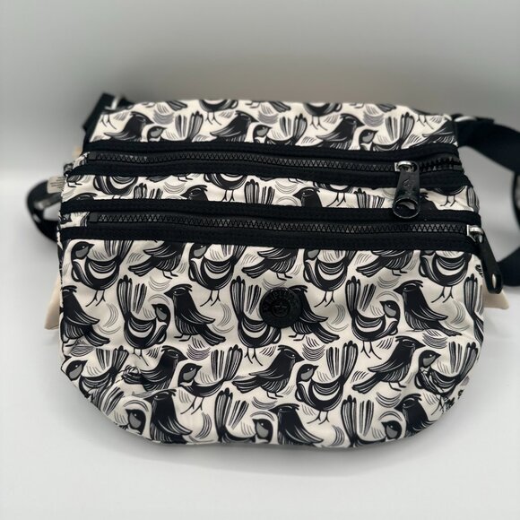 🖤 Kipling Printed Crossbody Bag – Black & White Bird Pattern - Picture 3 of 7